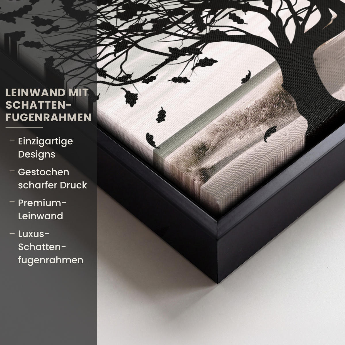 LEINWAND Bilder mit Rahmen - Strand - Meer - Menschen - Baum - Moderne Kunst - 40x30 - Hellgrau, Textil (40/30cm) - MuchoWow
