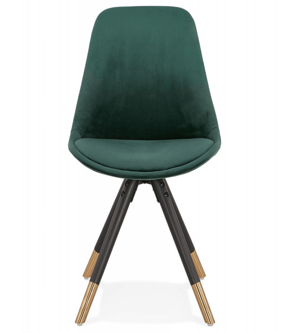 STUHL Stoffbezug Holzgestell mit Goldakzenten, Grün 48x56x83 cm - Schwarz/Grün, Holz/Buchenholz (48/83/56cm) - KADIMA DESIGN