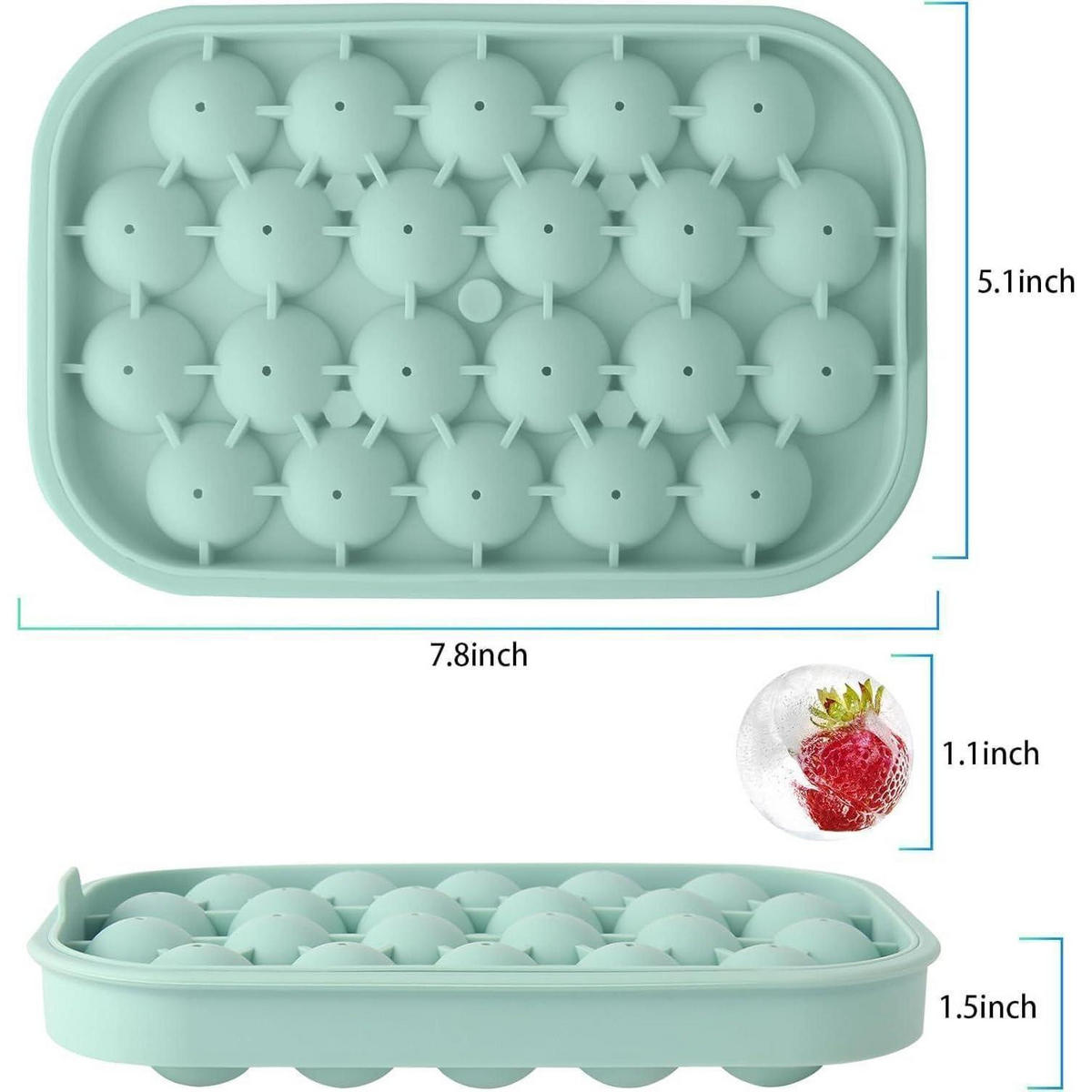EISWÜRFELFORM 2-teiliges Set Rund Silikon Grün - Grün, Kunststoff (12/3.8/20cm)