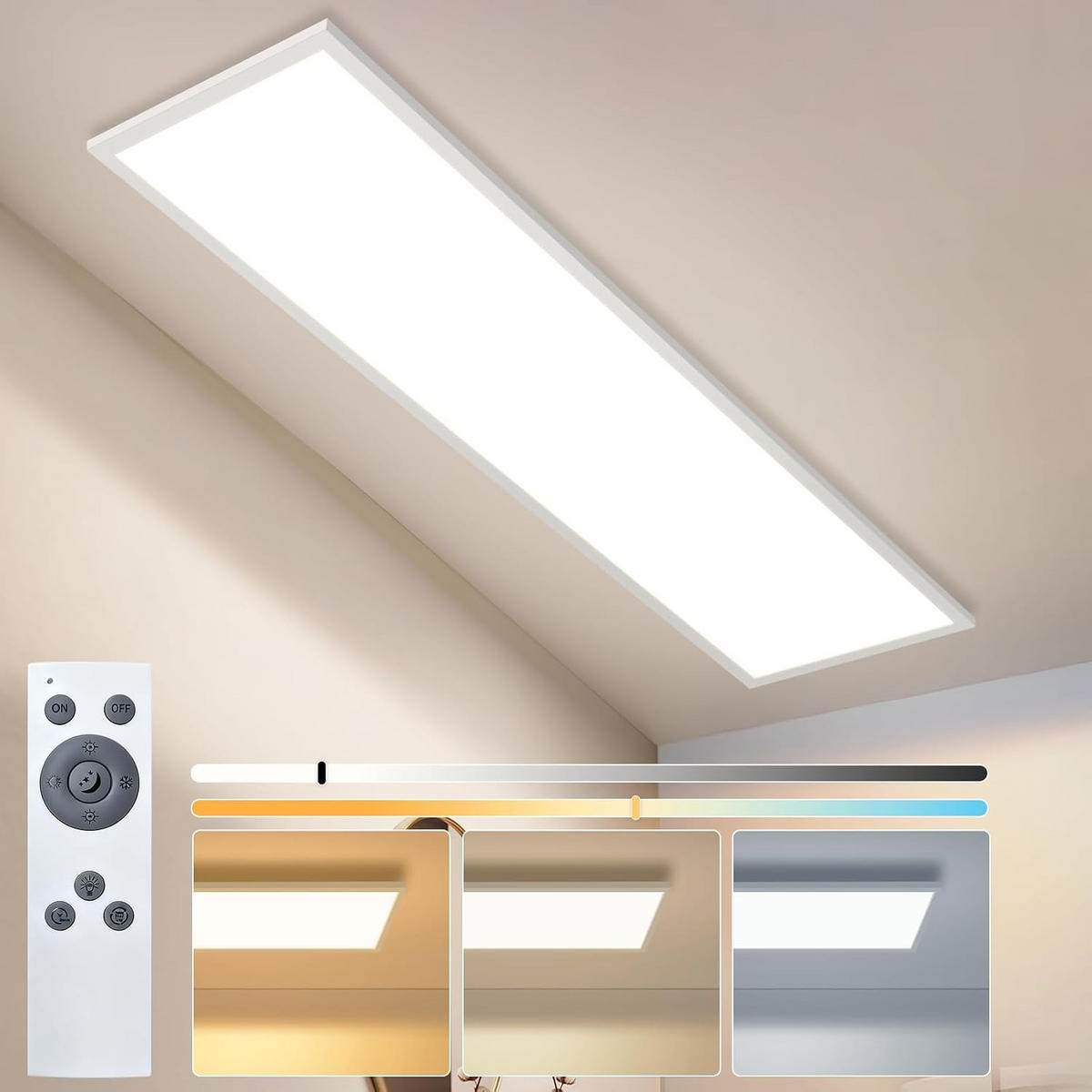 LED DECKENLEUCHTE Pyvris 120/30/5 cm - Weiß, Kunststoff/Metall (120/30/5cm) - ZMH