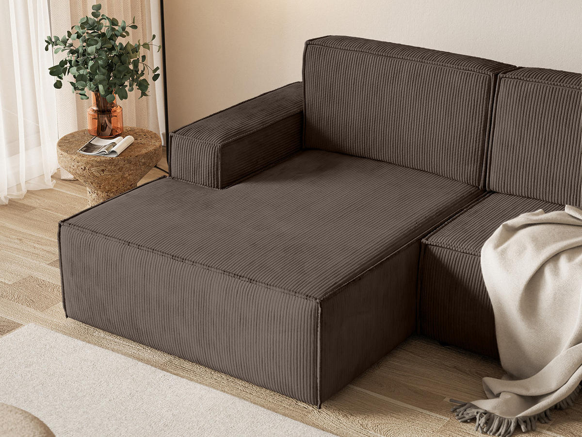 ECKSOFA KOKKO MINI mit Schlaffunktion, Dunkelbraun - Dunkelbraun, Textil (240/167cm) - Fedve