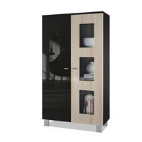 VITRINE Denjo Tür in Eiche sägerau - Eiche San Remo, Holzwerkstoff (71/129/35cm) - Vladon