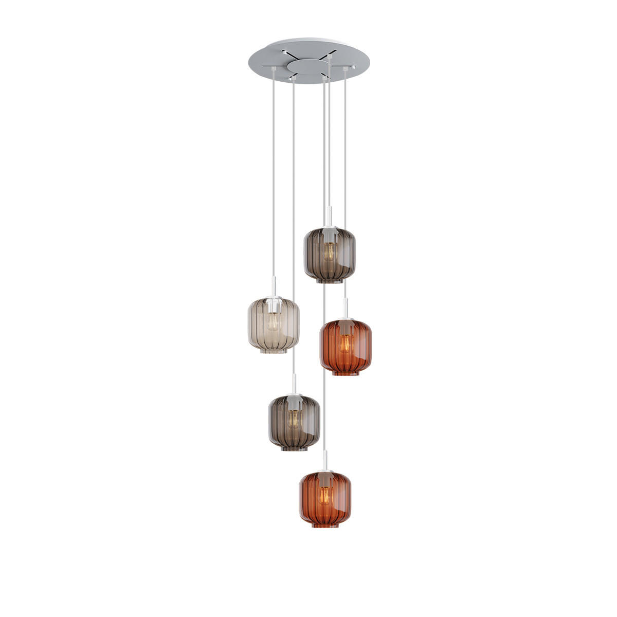 GALERIELEUCHTE Velo 5-flammig Mehrfarbig Ø 20cm - Multicolor/Weiß, Glas (20/20/20cm) - s.luce
