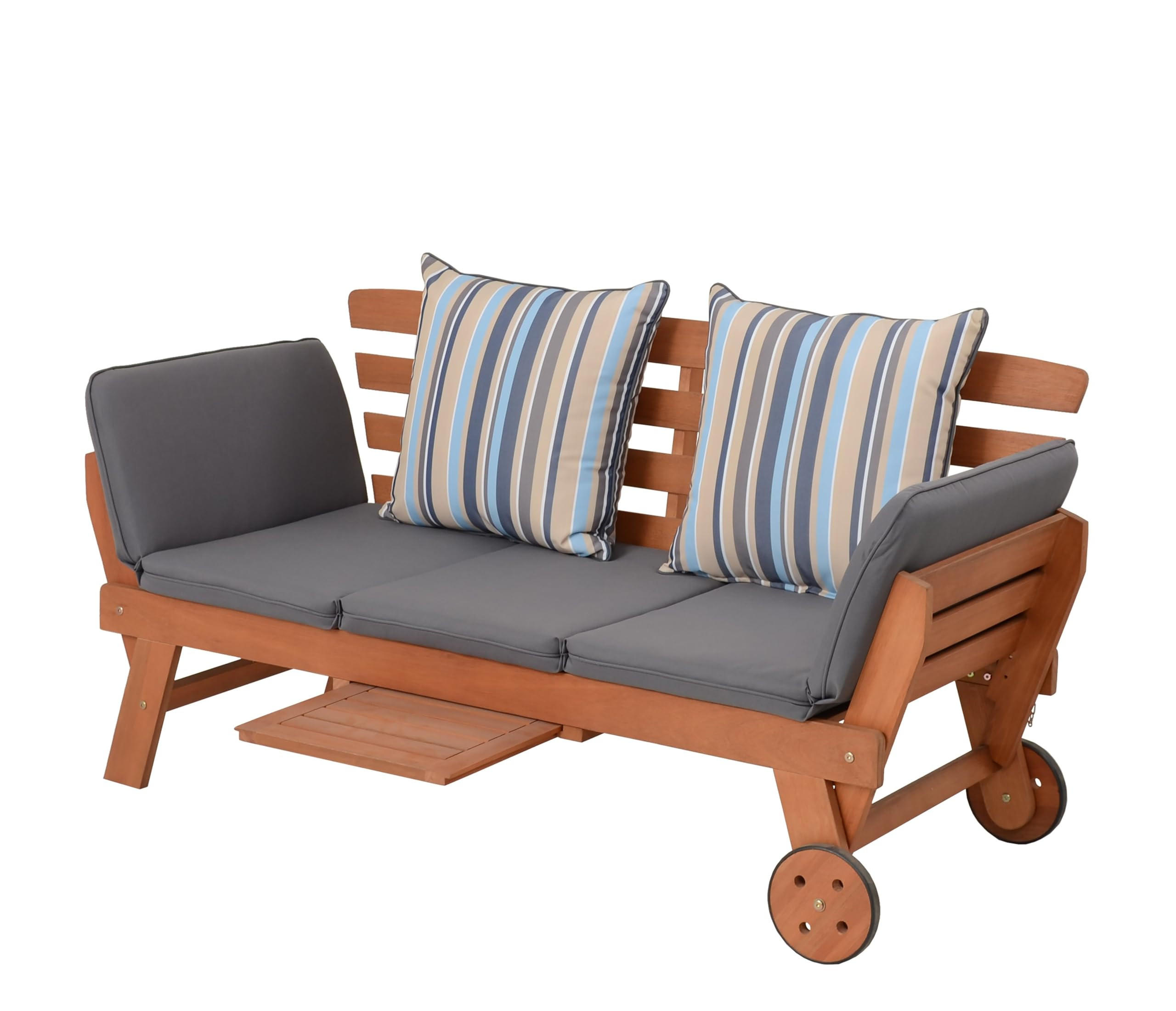 GARTENBANK Lorena inkl. Auflage Terrassenbank - Braun, Holz (68/77.5/190cm) - DELUKE