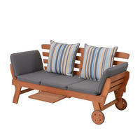 GARTENBANK Lorena inkl. Auflage Terrassenbank - Braun, Holz (68/77.5/190cm) - DELUKE