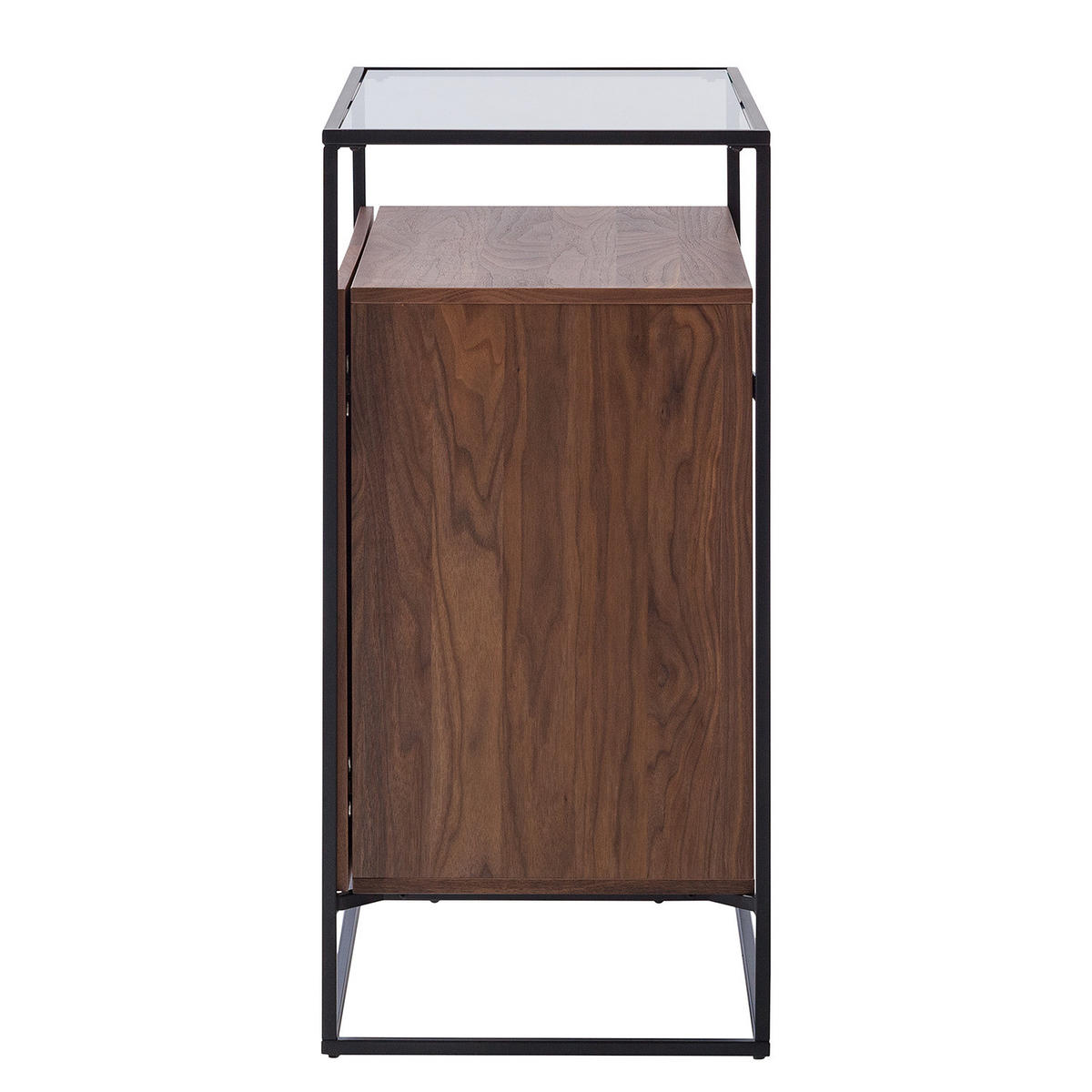 KOMMODE - Echtholzfurnier / Metall - Walnuss / Schwarz - Braun, Glas/Holzwerkstoff (84/92/45cm) - home24