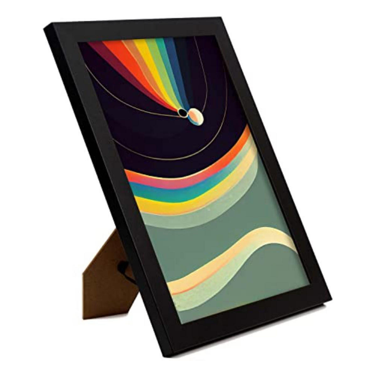 POSTER Set mit 4 Abstrakt Kugel Moderne Galaxien A4 Schwarzer Rahmen - Schwarz, Papier (29.7/3cm) - Nacnic