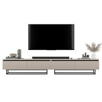 TV-LOWBOARD 2-er Set Selene Kaschmir Matt mit Metallrahmen 140 cm - Kaschmir/Schwarz, Holzwerkstoff/Metall (280/44/35cm) - Meble Lindner
