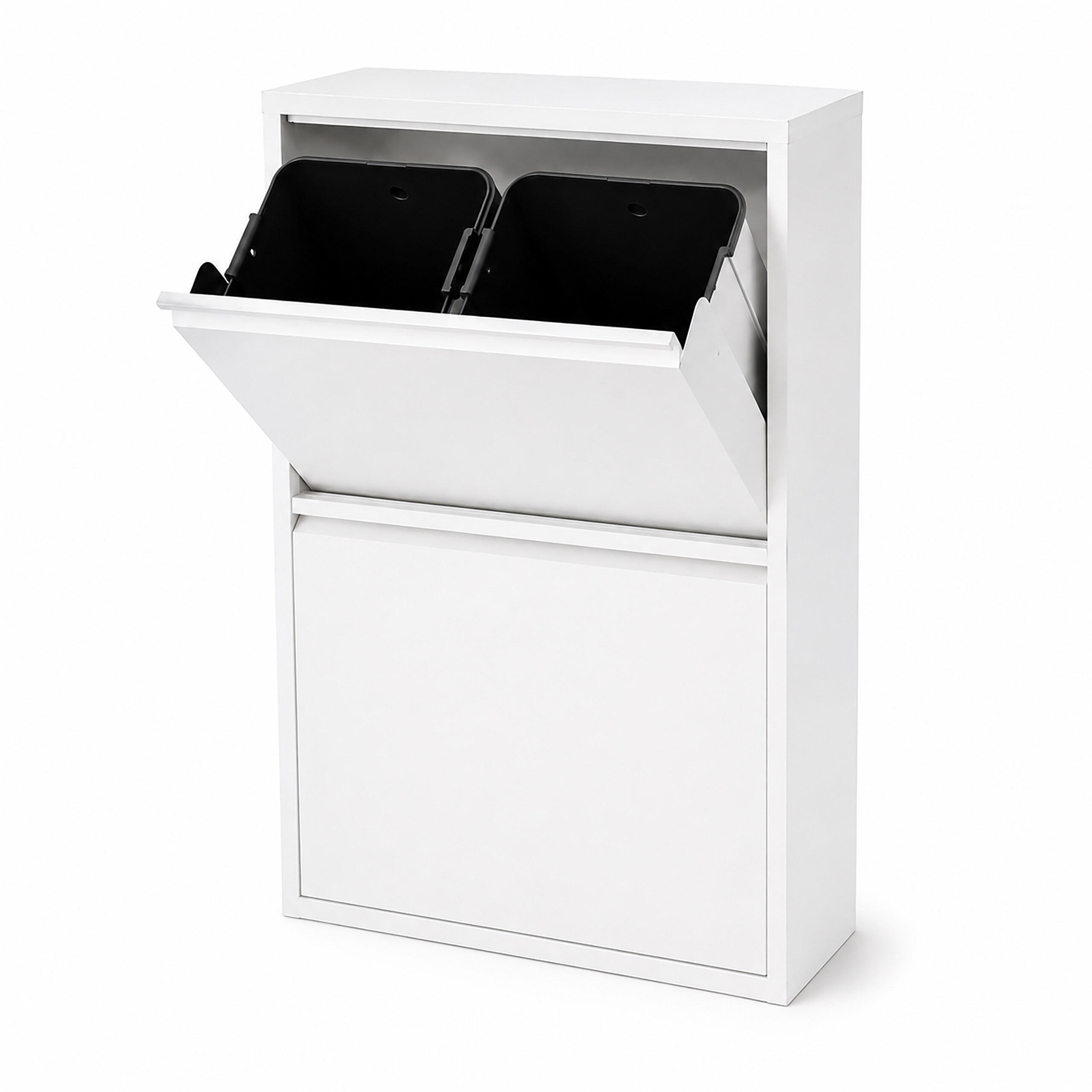 MÜLLEIMER Weiß 4-Fächer Metall 4x18 l - Weiß, Kunststoff/Metall (60/93/25cm) - Relaxdays