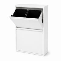 MÜLLEIMER Weiß 4-Fächer Metall 4x18 l - Weiß, Kunststoff/Metall (60/93/25cm) - Relaxdays