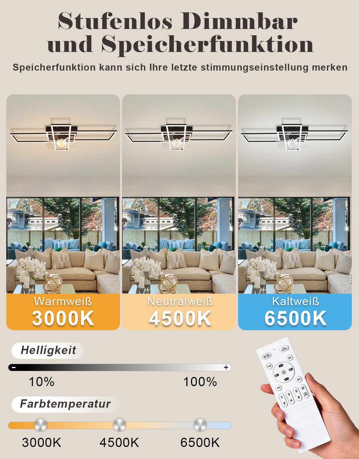 LED DECKENVENTILATOR Neryn 94/42/15.5 cm - Schwarz, Kunststoff/Metall (94/42/15.5cm) - ZMH
