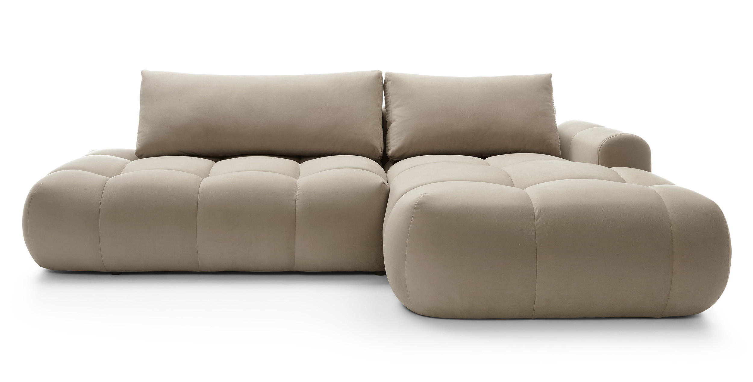 ECKSOFA Ombo Beige Velours 280 cm - Beige/Schwarz, Kunststoff/Textil (284/167cm) - Selsey