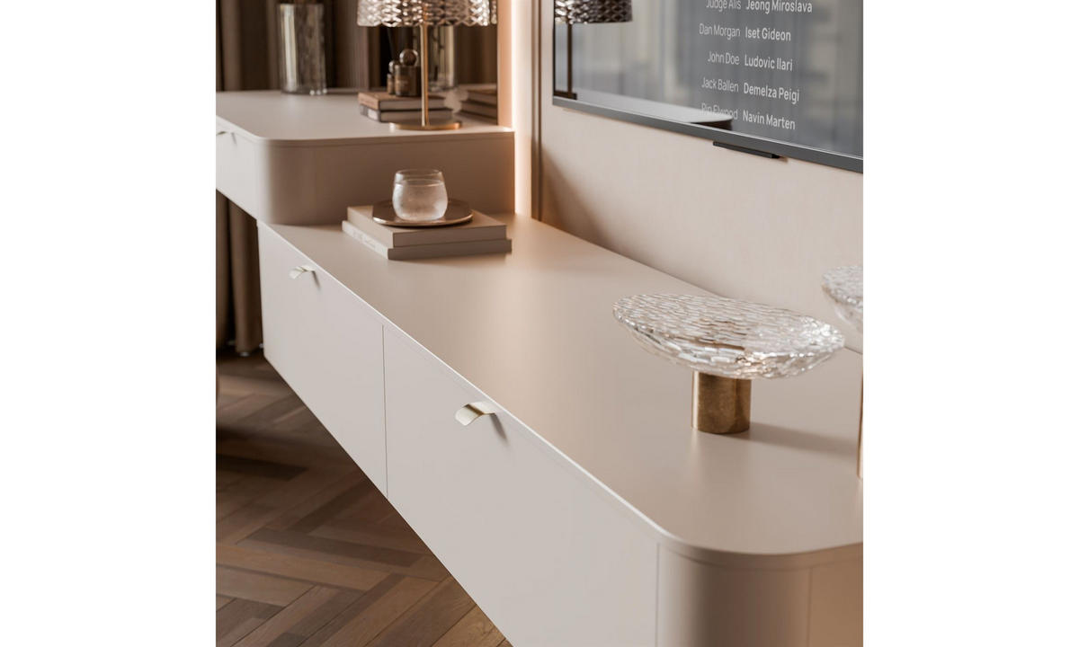 TV-MÖBEL-SET SAGE 272/40/43 cm Kaschmir hängend Griffe Goldchrom - Kaschmir/Goldfarben, Holzwerkstoff (272/43/40cm) - Lookway