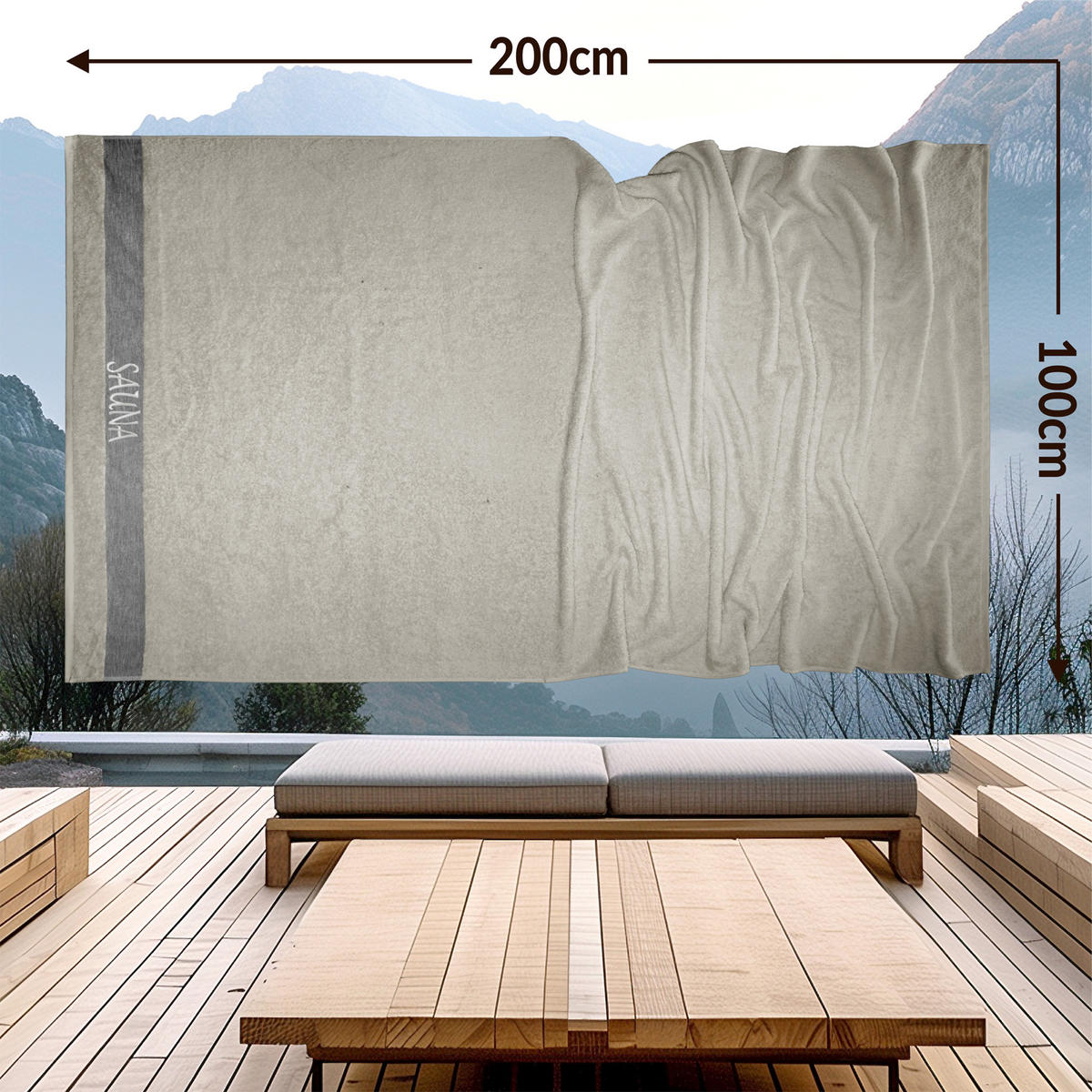 SAUNAHANDTUCH Lima Kieselgrau 100x200 cm - Graubraun, Naturmaterialien (100/200cm) - Lashuma