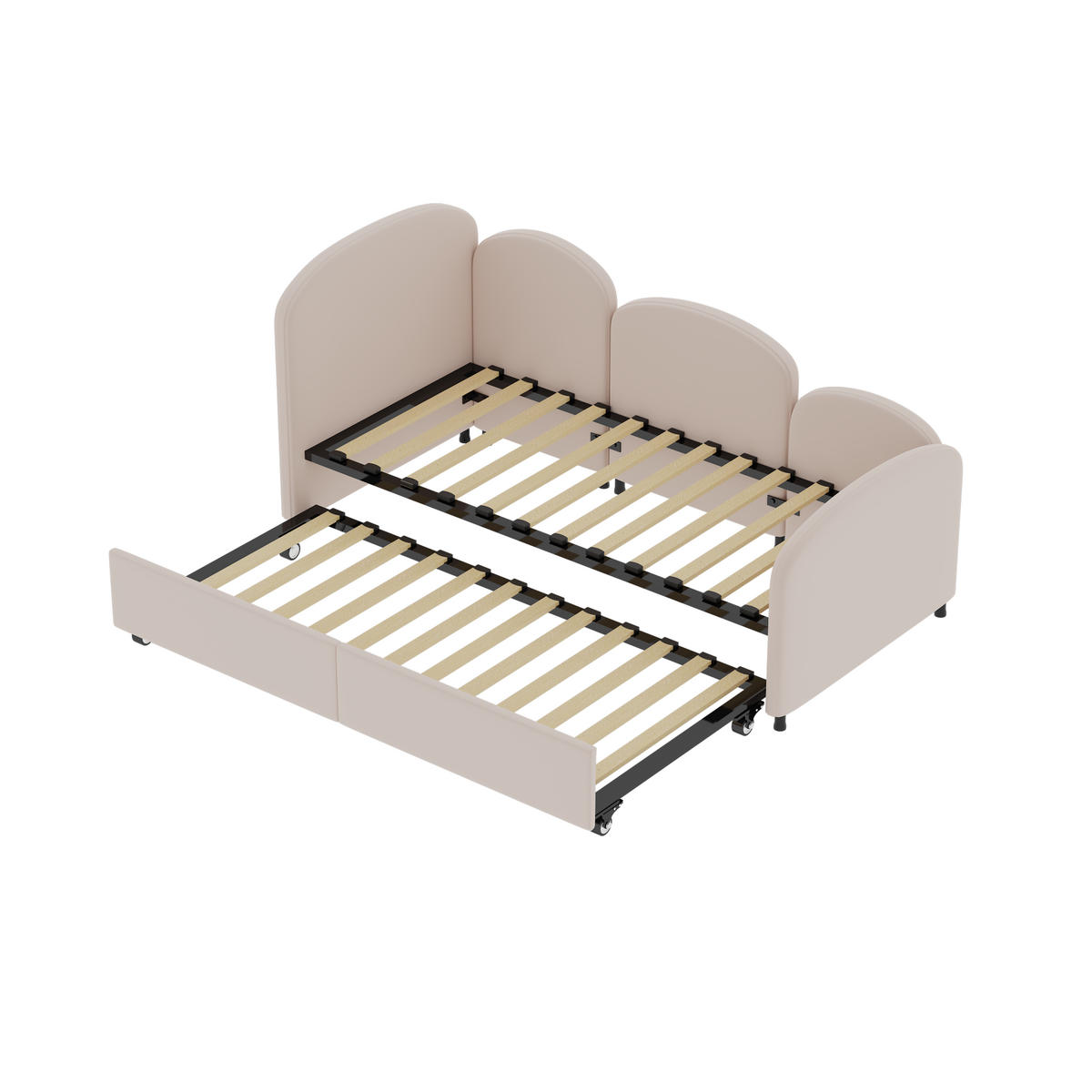 KINDERBETT 90/200 cm pink Blumendesign mit Stauraum - Rosa, Textil (90/200cm) - OKWISH