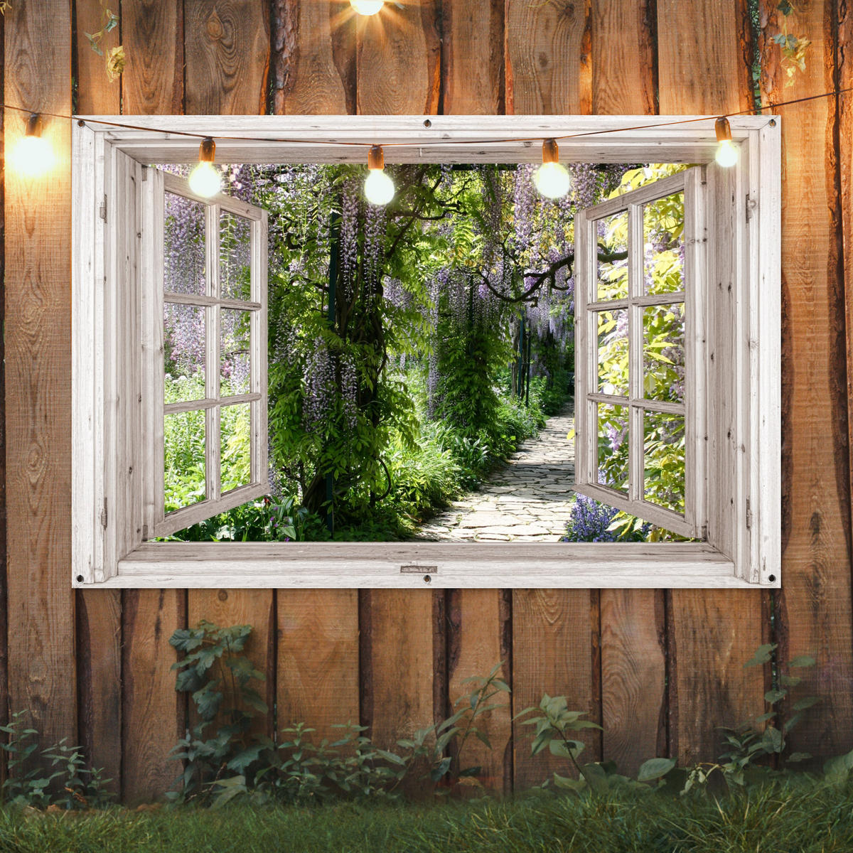 ZAHRADNÍ PLAKÁT Vistárie - Květiny - Pohled - Strom - Jaro 180x120 cm - béžová, plast (180/120/0.2cm) - OnlyWow