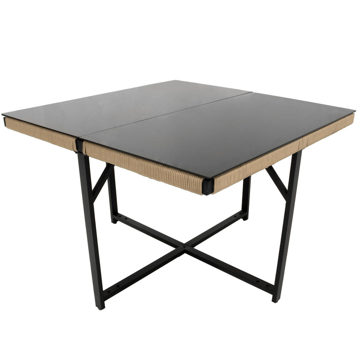 GARTEN-ESSGRUPPE 5-tlg. Sitzgruppe Feines Seil Eisen - Beige, Metall - ComfortXL