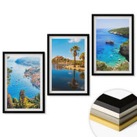 WANDBILDER 3er-Set - 40x60 cm Schwarzer Rahmen - Palmen am Meer, blaues Wasser - Schwarz, Kunststoff (40/60cm) - ArtPrintCave