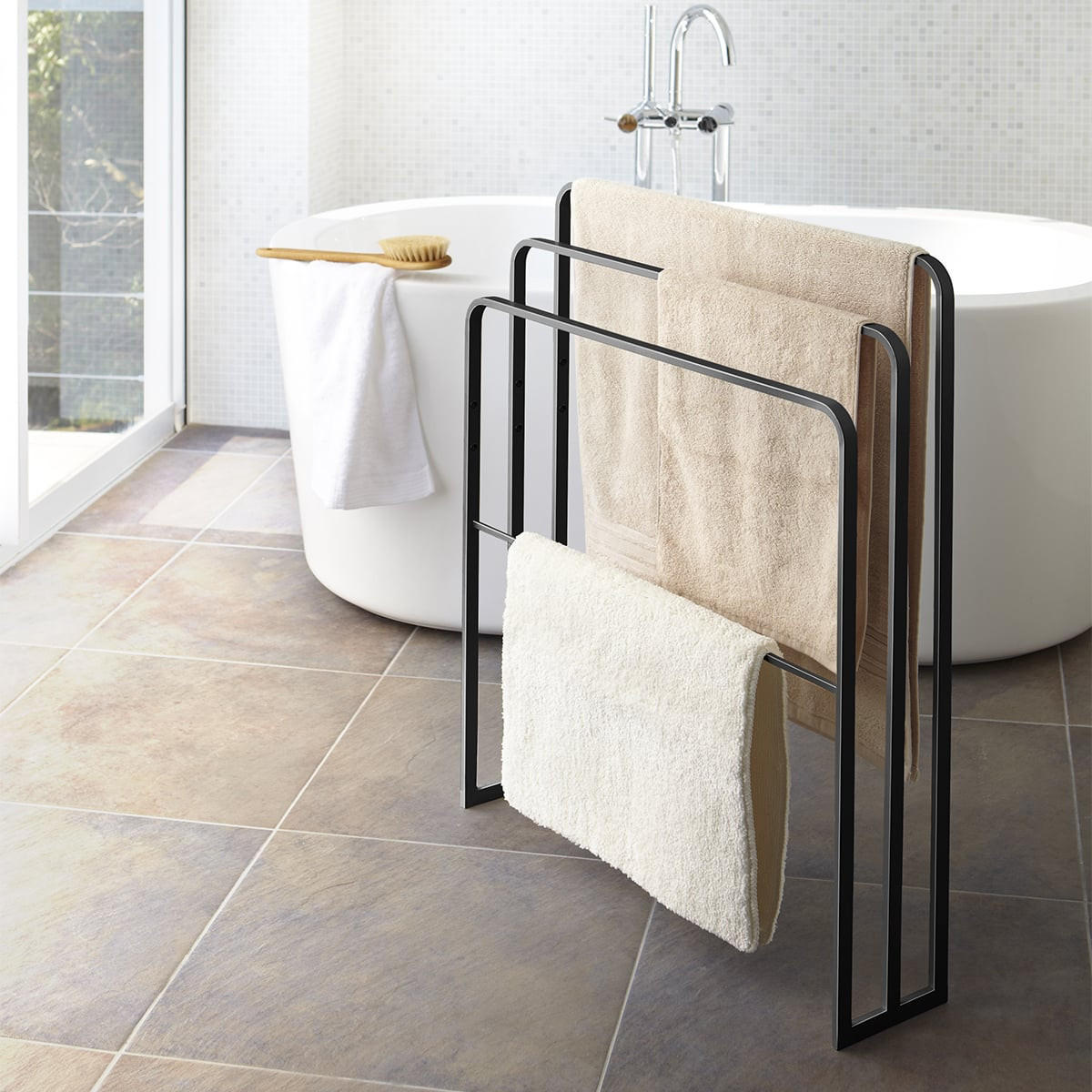 HANDTUCHHALTER mit 4 Stangen - L70 cm - Schwarz, Metall (14/81/70cm) - Yamazaki