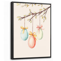 LEINWAND Bilder mit Rahmen - Osterkuchen - Schleife - Eier - 30x40 - Creme, Textil (30/40cm) - MuchoWow