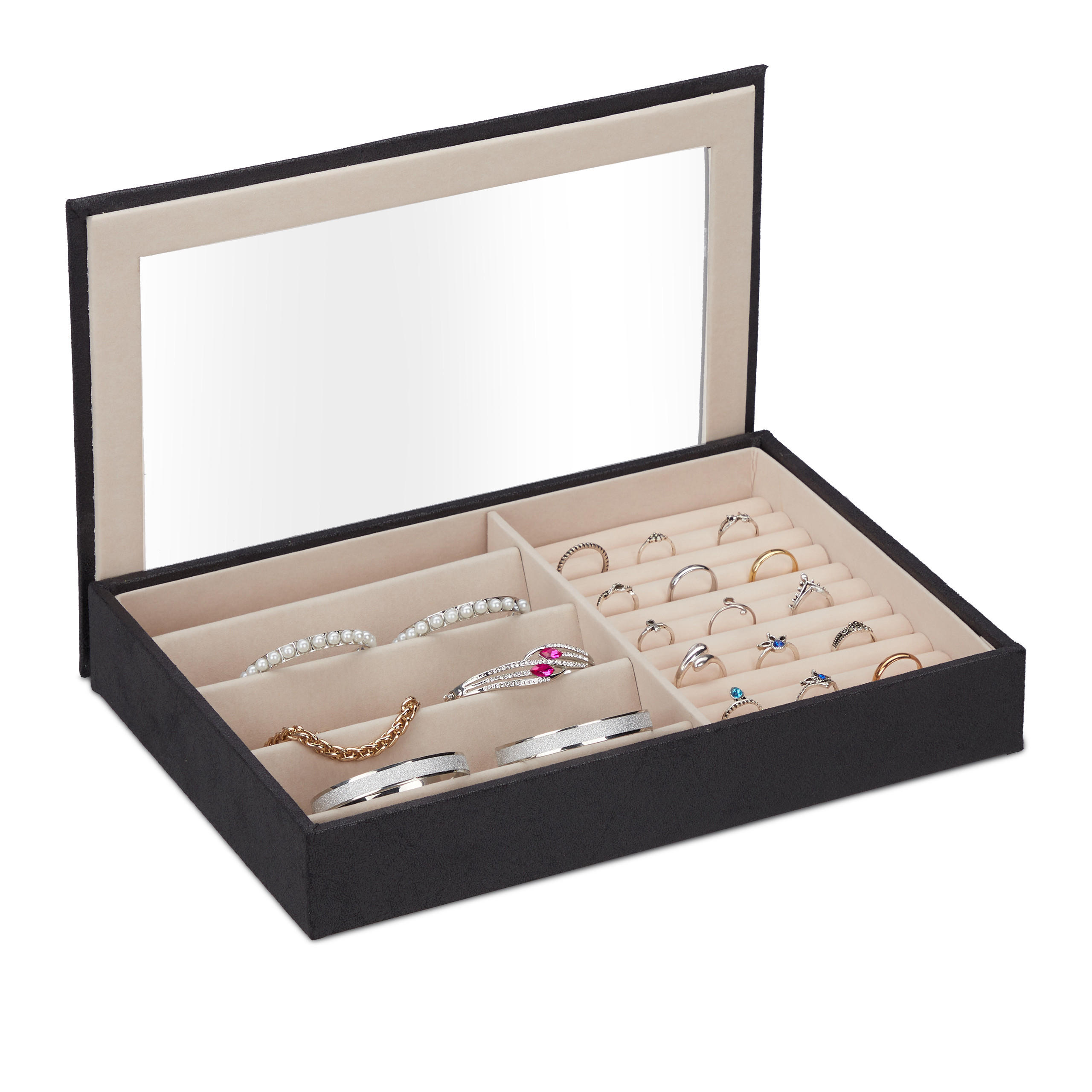 SCHMUCKKÄSTCHEN - Multicolor, Holzwerkstoff/Wellpappe (30/5/21cm) - Relaxdays