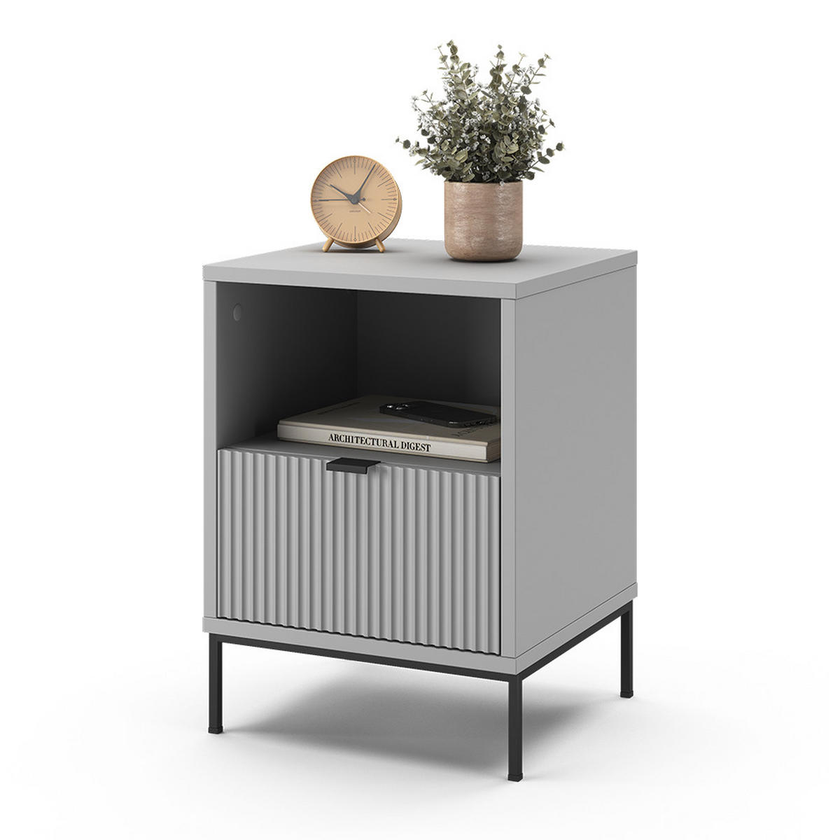 NACHTTISCH Eliza Grau 40 x 55 cm mit 1 Schublade - Grau, Holzwerkstoff (40/55/38.1cm) - Vicco