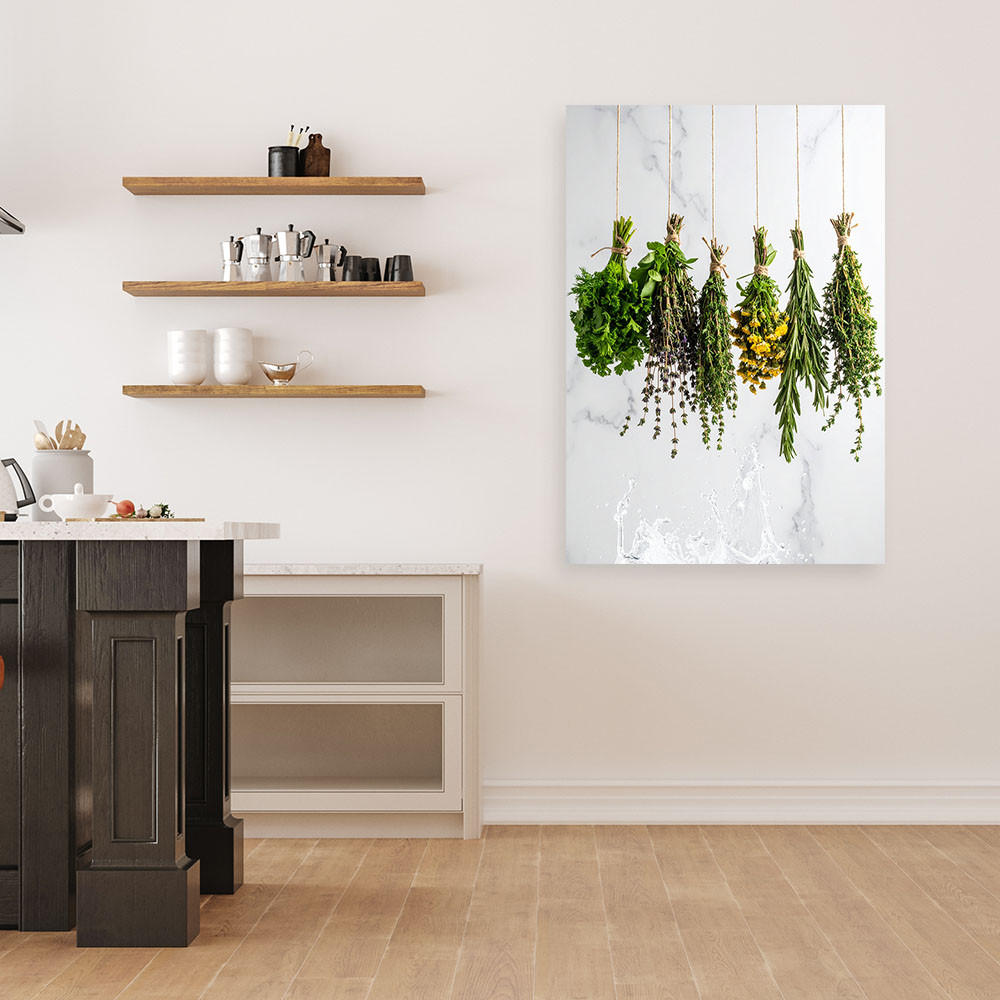 LEINWANDBILD Kräuter Gewürze Pflanzen 70x100cm - Weiß, Textil (70/100cm) - Feeby