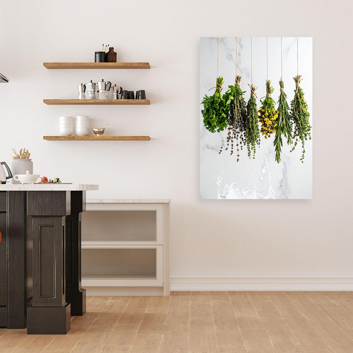 LEINWANDBILD Kräuter Gewürze Pflanzen 70x100cm - Weiß, Textil (70/100cm) - Feeby