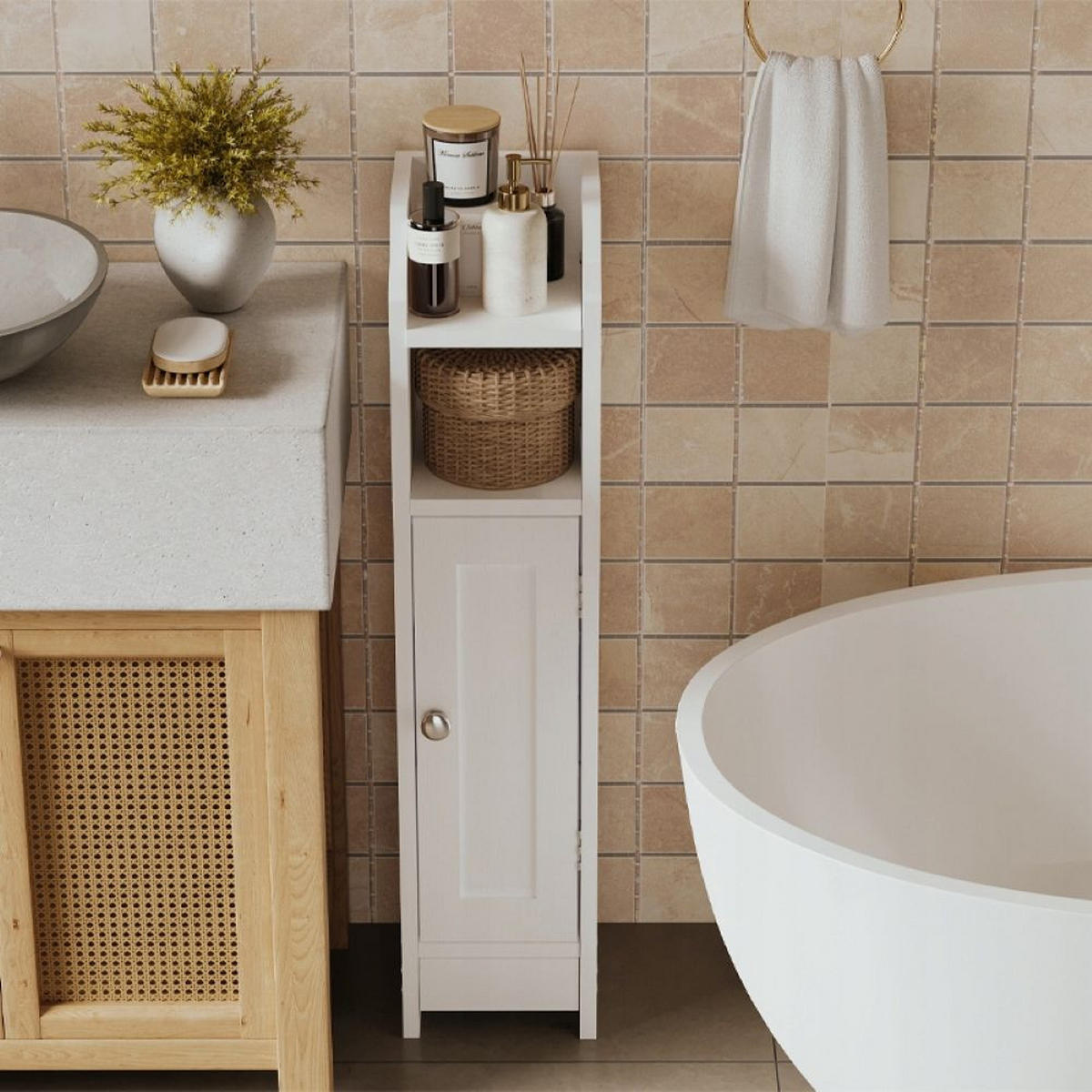 BADEZIMMERSCHRANK, weiß 18/20/80 cm - Weiß, Holzwerkstoff (18/80/20cm)
