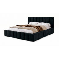 POLSTERBETT 140x200 cm, Alma, Doppelbett mit Bettkasten, Lattenrost aus Holz, Velourstoff, Schwarz - Schwarz, Holz/Textil (140/200cm) - Marpur
