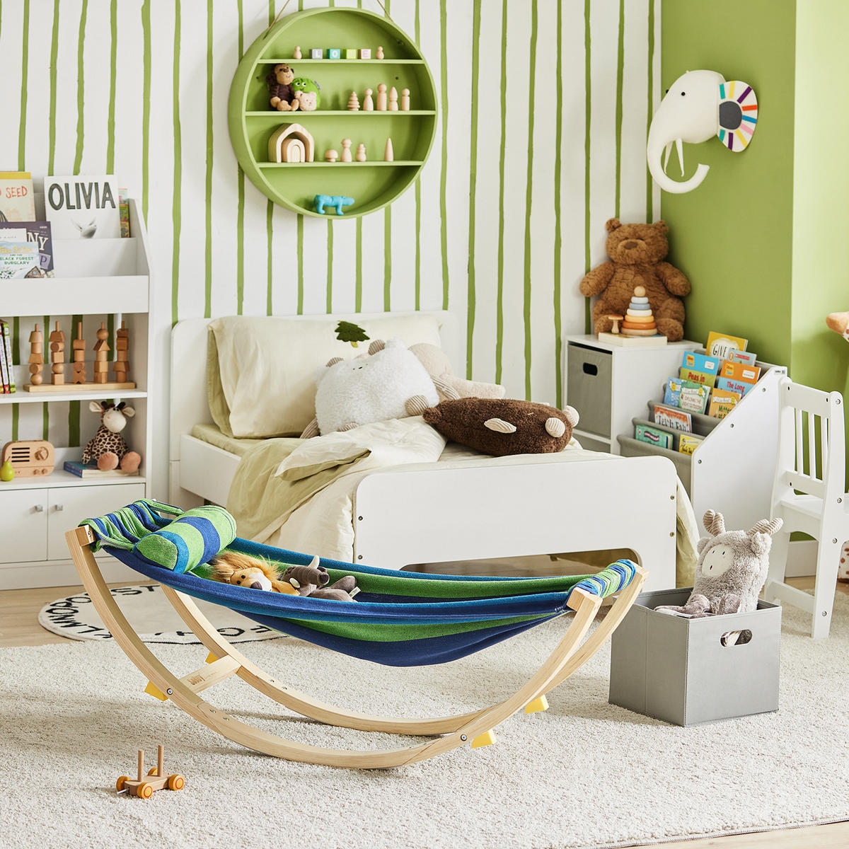 KINDERHÄNGEMATTE Bunt - Multicolor, Holzwerkstoff (124/45/36cm) - SoBuy