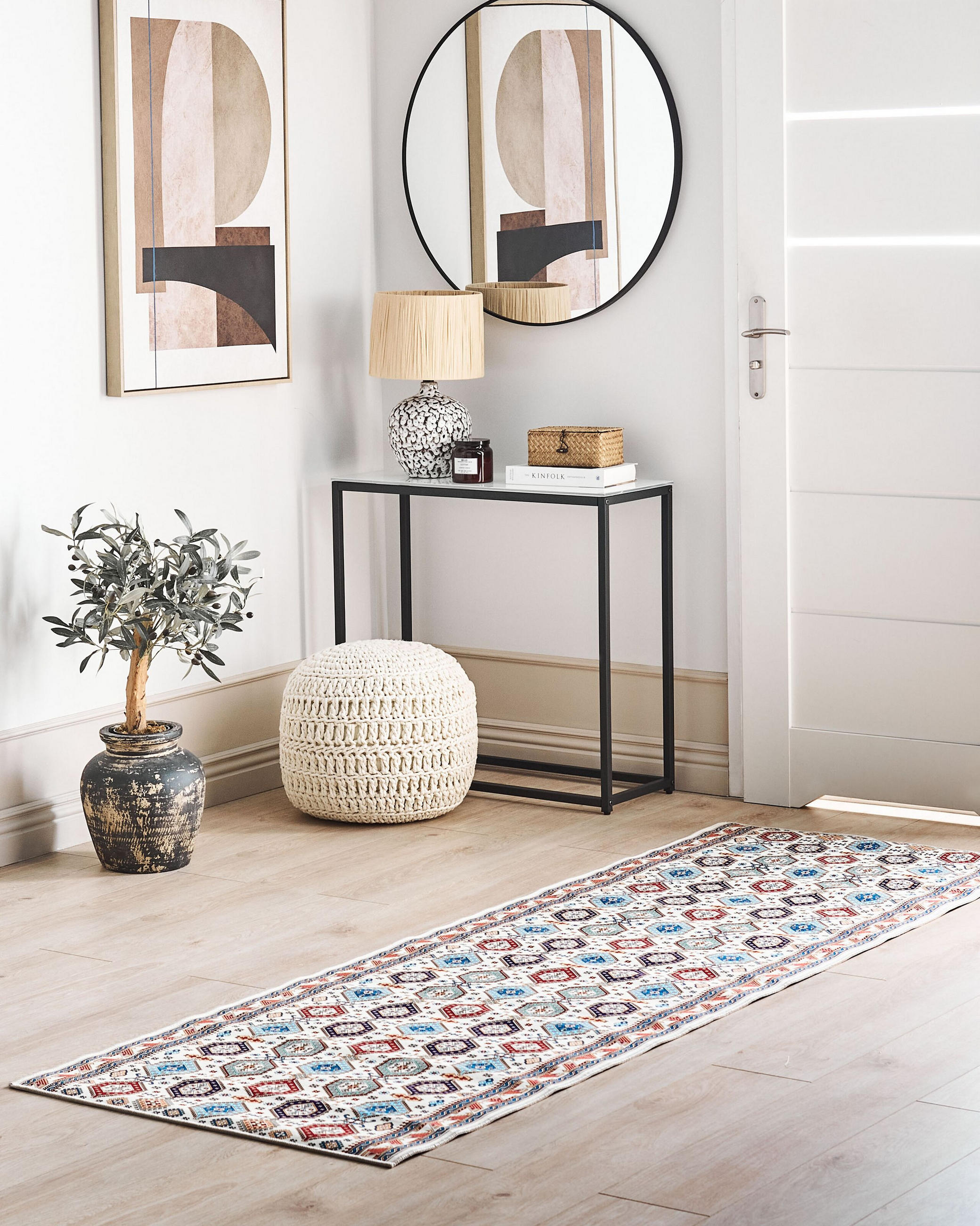 KURZFLOR-TEPPICH Bunt 80/240 cm Hacilar - Blau/Beige, Textil (80/240cm) - Beliani