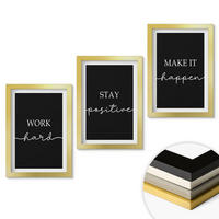 WANDBILDER 3er Set - 20x30 cm Goldrahmen - Elegante Motive auf schwarzem Grund - Goldfarben, Kunststoff (20/30cm) - ArtPrintCave