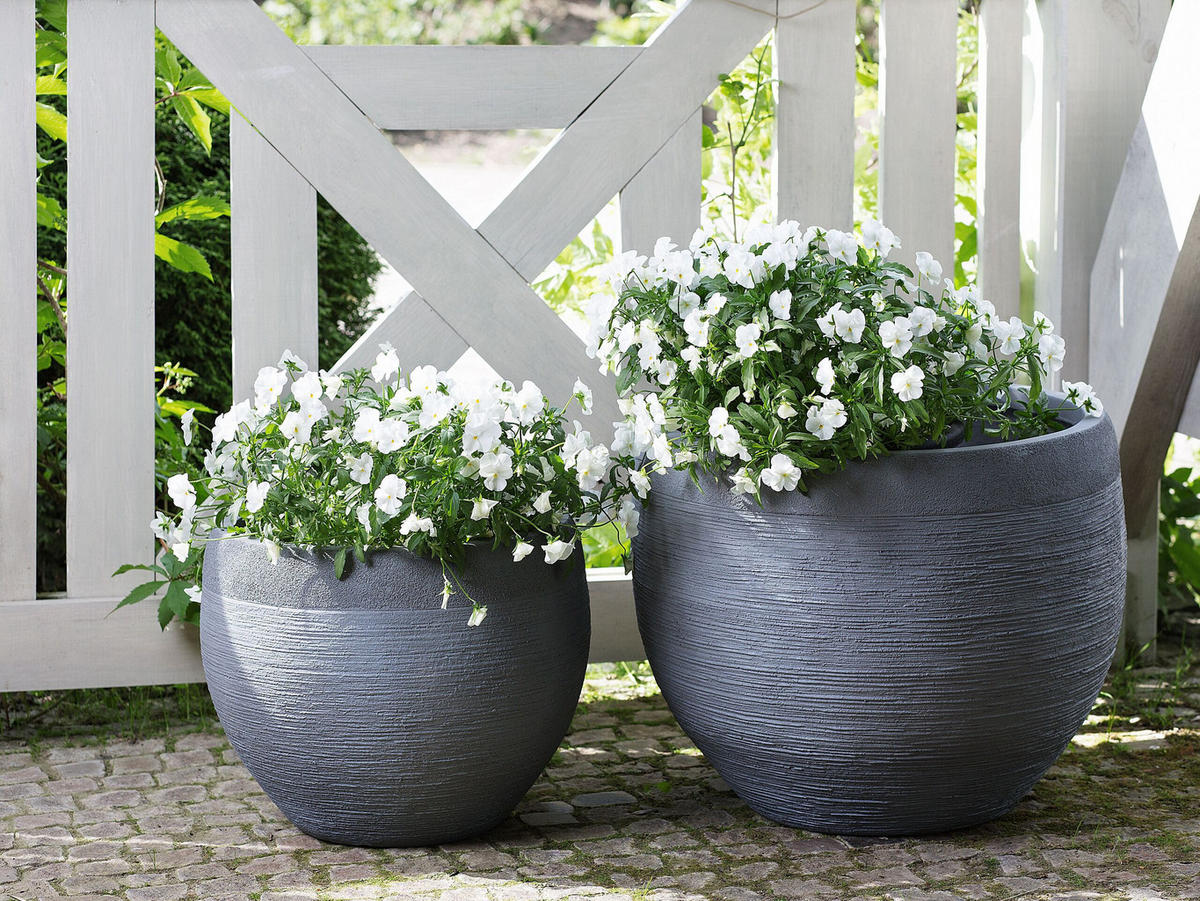 BLUMENTOPF grau rund 50/50/39 cm Zakros - Grau, Naturmaterialien (39cm) - Beliani