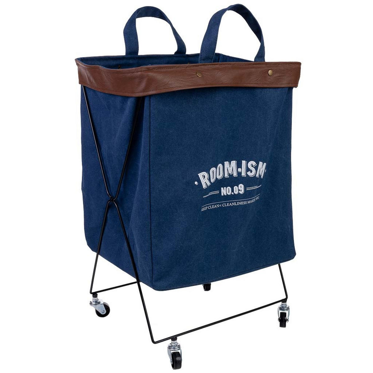 WÄSCHEKORB aus metall 41x32x58cm - Blau, Textil (43/60/34cm) - Wanderlust