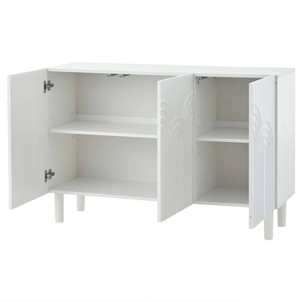 SIDEBOARD 120 cm in Weiß Kommode mit 3 Designtüren & verstellbaren Fächern - Weiß, Holzwerkstoff (120/79/38.5cm) - Urban Meuble