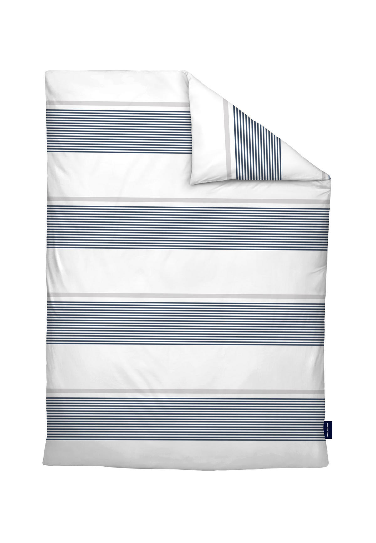 BETTWÄSCHE-GARNITUR Renforcé Querstreifen marine, 155x220 cm + 80x80 cm - Dunkelblau, Textil (155/220cm) - Daniel Hechter