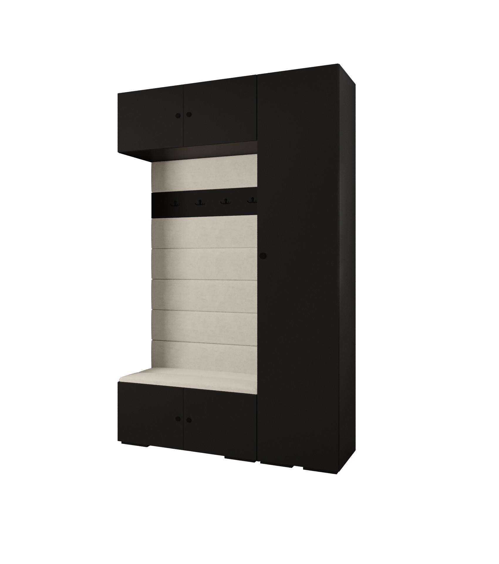 GARDEROBEN-SET 236,7/150/47 - Beige/Schwarz, Holz/Metall (150/236.7/47cm) - Abiks Möbel