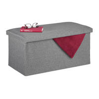 SITZBANK - Grau, Holzwerkstoff/Textil (76.5/38/38.5cm) - Relaxdays