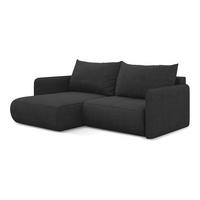 ECKSOFA mit Schlaffunktion Chenille Stoff Schwarz - Anthrazit/Schwarz, Kunststoff/Textil (148/207cm) - Makamii