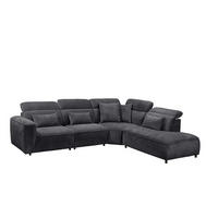 ECKSOFA mit 5-fach verstellbare Kopflehnen und pflegeleichter Mikrofaser-Chenille-Bezug - Schwarz, Kunststoff/Textil (285/339cm) - ed exciting design