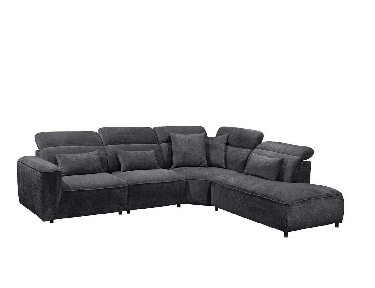 ECKSOFA mit 5-fach verstellbare Kopflehnen und pflegeleichter Mikrofaser-Chenille-Bezug - Schwarz, Kunststoff/Textil (285/339cm) - ed exciting design