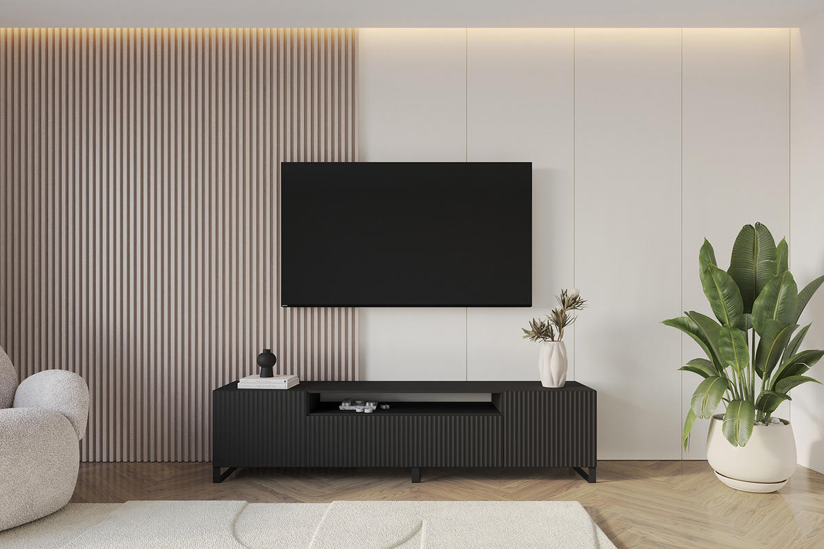 LOWBOARD NOA-2-S 200x53x41 cm - Schwarz - Schwarz, Holzwerkstoff (200/53/41cm) - ALTDECOR