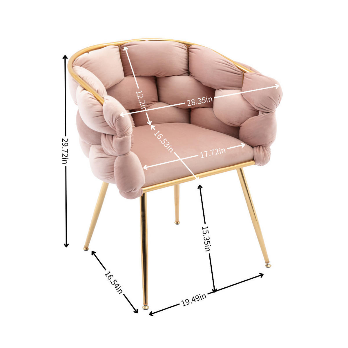 SESSEL Samt Pink mit Metallgestell für Schlafzimmer, Wohnzimmer, Esszimmer - Rosa, Textil/Metall (73/75/56cm) - WISHDOR