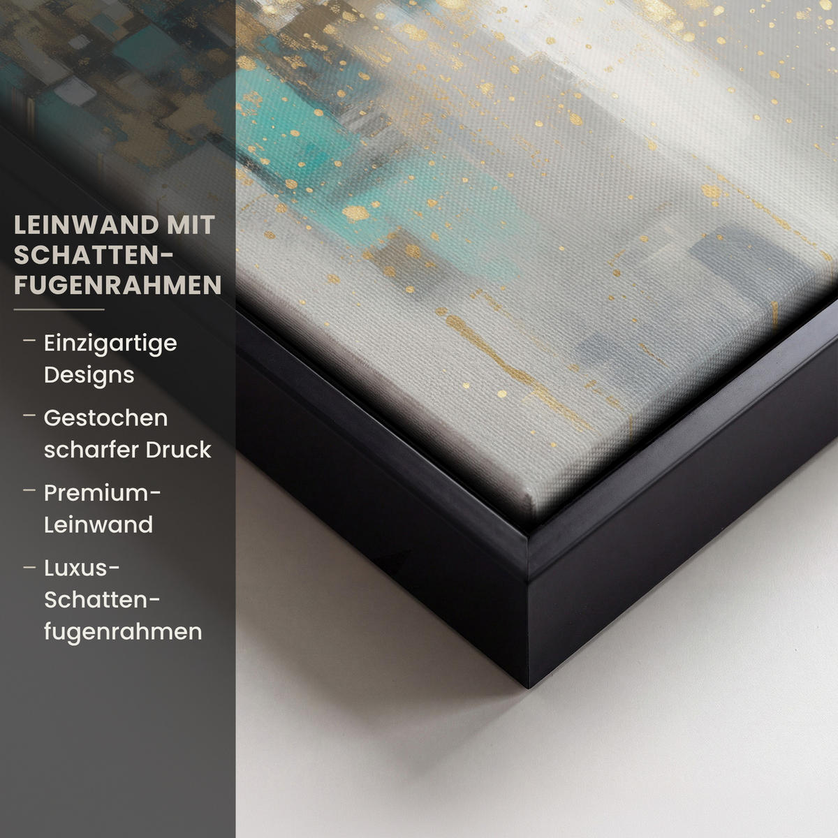 LEINWAND Bilder mit Rahmen - Abstrakt - Blöcke - Gold - Skyline - 20x30 - Beige, Textil (20/30cm) - MuchoWow