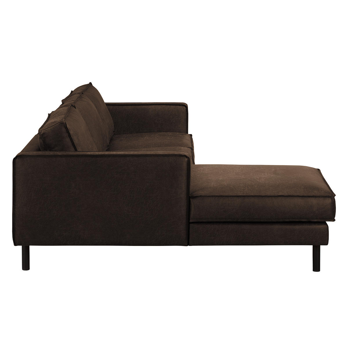 ECKSOFA mit Longchair - Schwarz/Braun, Leder/Textil (236/164cm) - home24