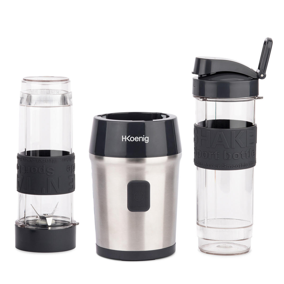 SMOOTHIE Maker SMOO9 Schwarz, 570ml, BPA-frei, 2 tragbare Flaschen, Edelstahlklingen, 300W - Koralle, Metall (11.3/35/15cm) - HKoenig
