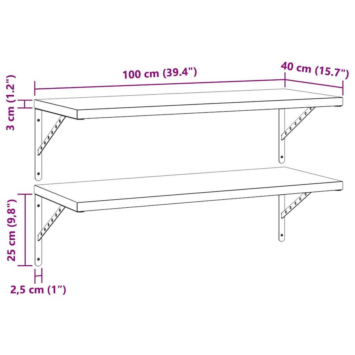 WANDREGALE 2Er Set 100/40 Cm Silbern Edelstahl - Silberfarben, Metall (40/28/100cm) - vidaXL