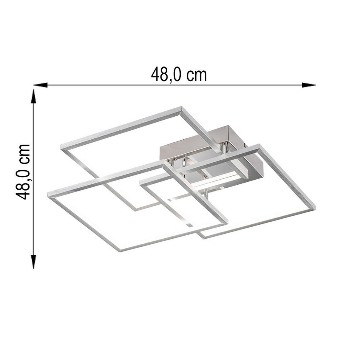 LED DECKENLEUCHTE MANAS Aluminium Silber - Silberfarben, Metall (48/48/8.5cm) - Wofi