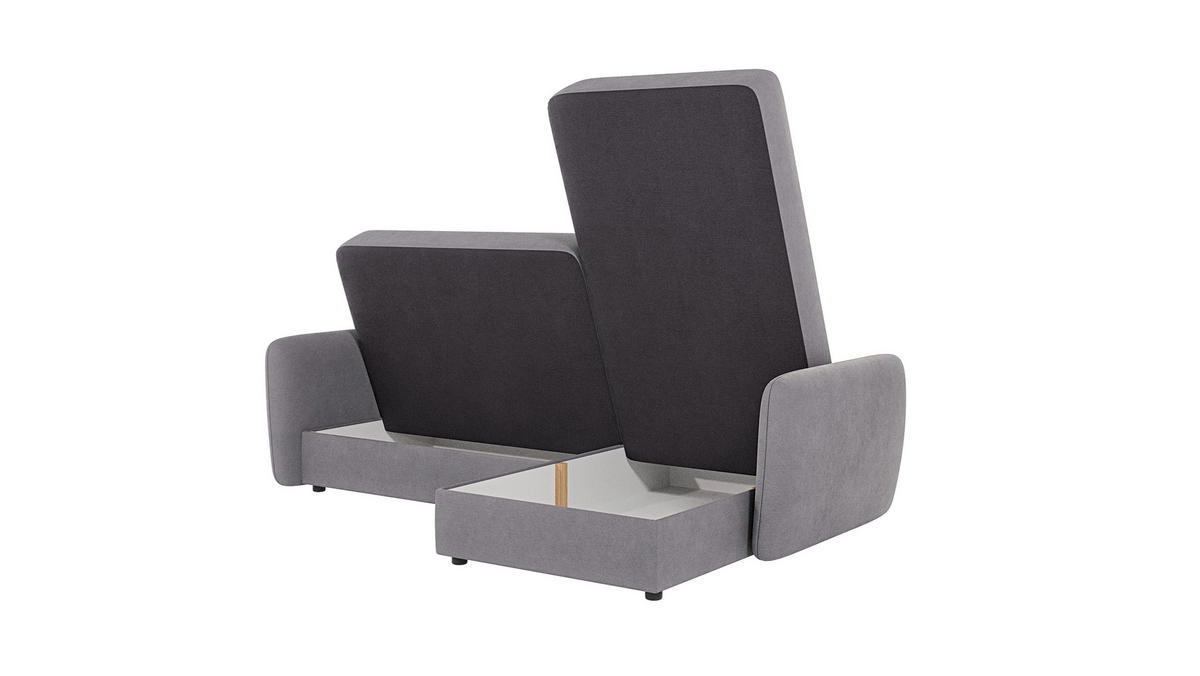ECKSOFA Lupo Grau Mikrofaser - Schwarz/Grau, Holz/Kunststoff (232/147cm) - S-Style Möbel
